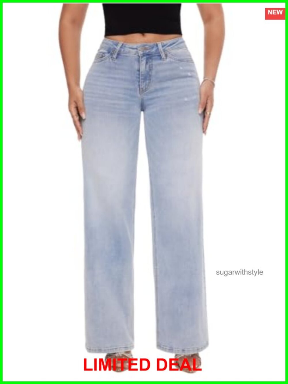 Wide Leg Jeans Mid Low Rise Baggy Stretchy Denim Pants Inseam 28